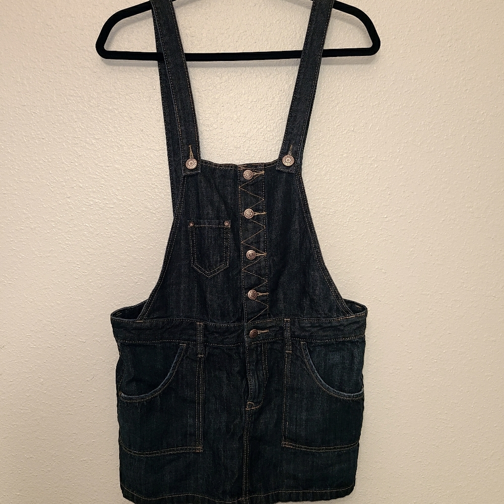 Jean Denim Pinafore Overall Mini Skirt Size Medium